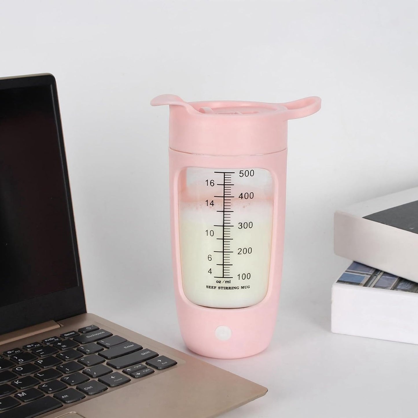 USB Electric Protein Shake ,Electric Shaker Cup Fully Automatic Mixing Cup Rechargeable Sports Portable Protein Powder Shaker Cup (Pink)