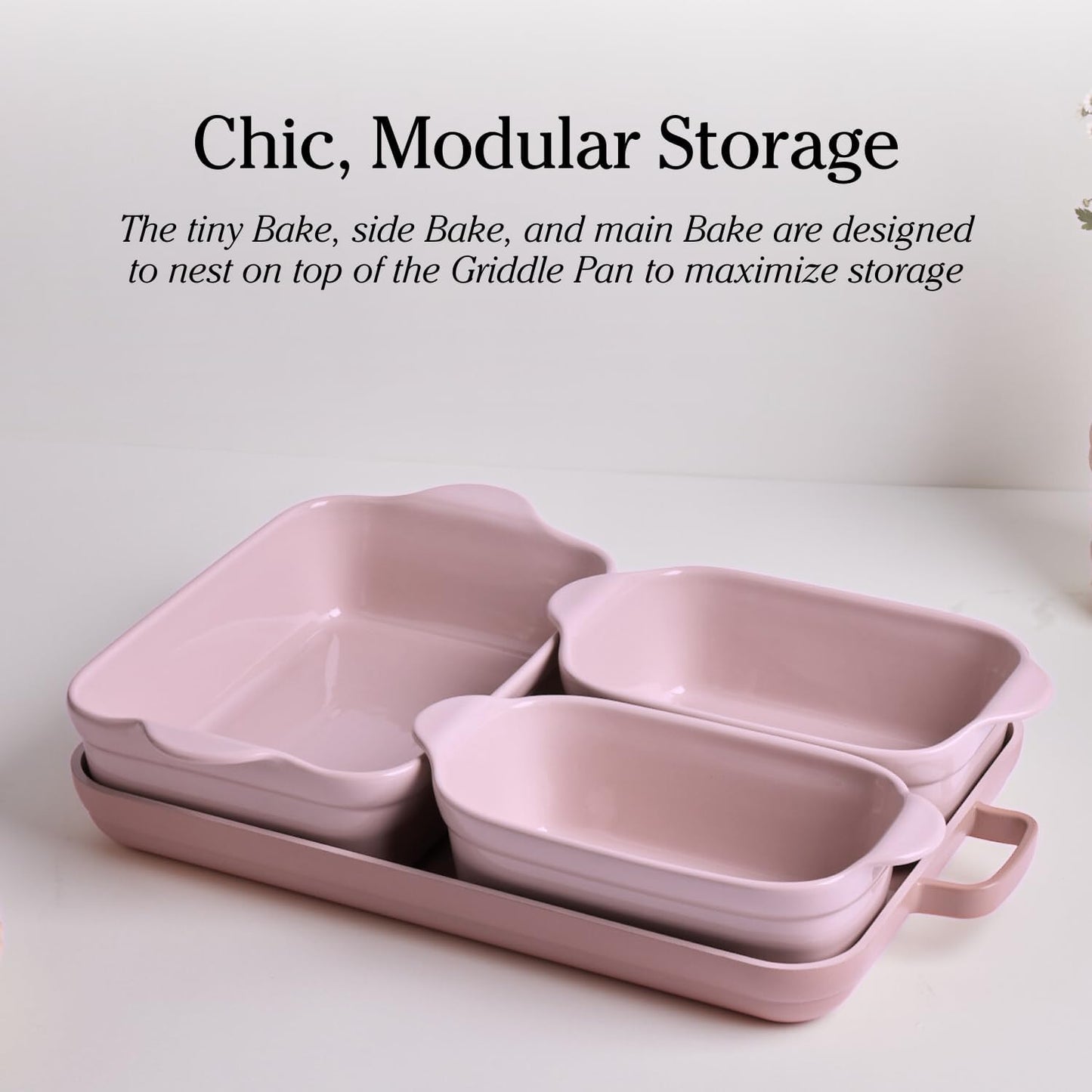Bakeware Set | 5-Piece Nonstick, Toxin-Free, Ceramic, Stoneware Set with Oven Pan, Bakers, & Oven Mat | Space-Saving Nesting Design | Oven-Safe | Bake, Roast, Griddle and More | Spice