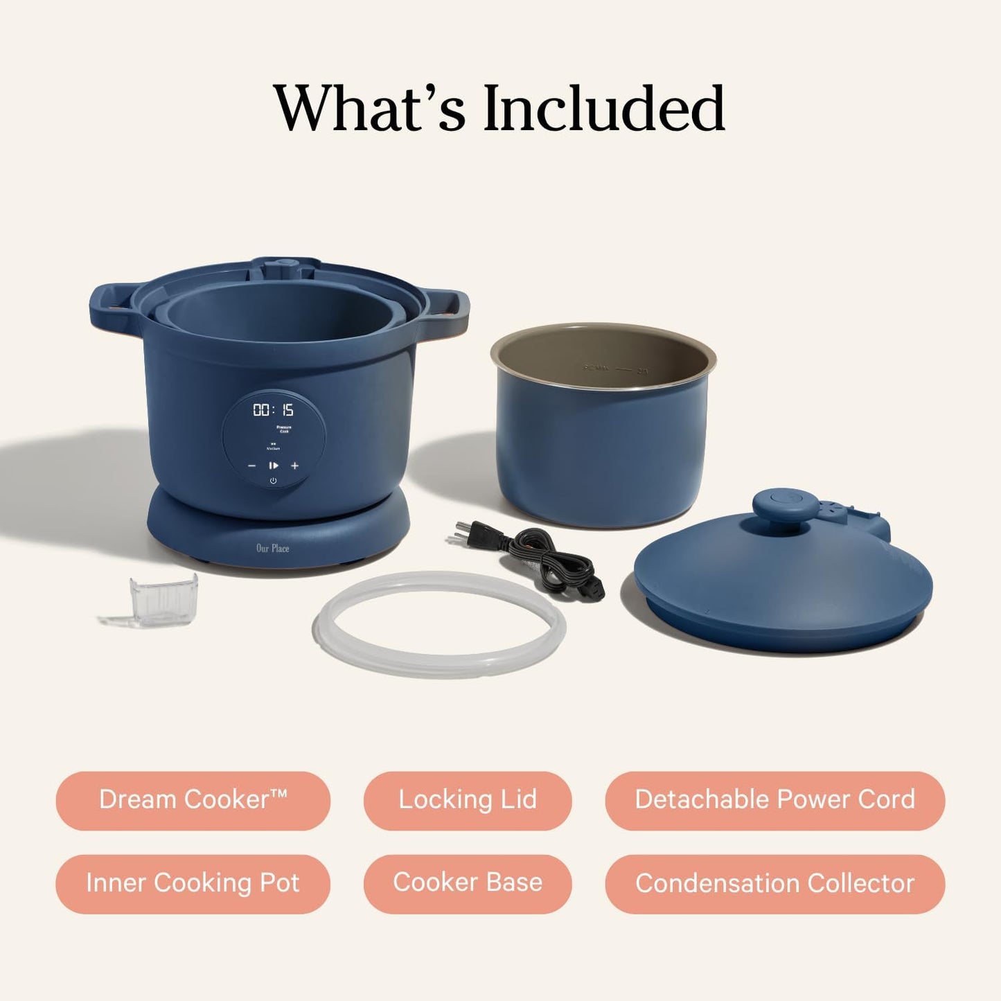 Dream Cooker | 6-Quart Multicooker | 4 Versatile Modes | Pressure Cook, Slow Cook, Sear & Saute, Keep Warm | Hands-Free Steam Release | Tailored Control Panel | Blue Salt
