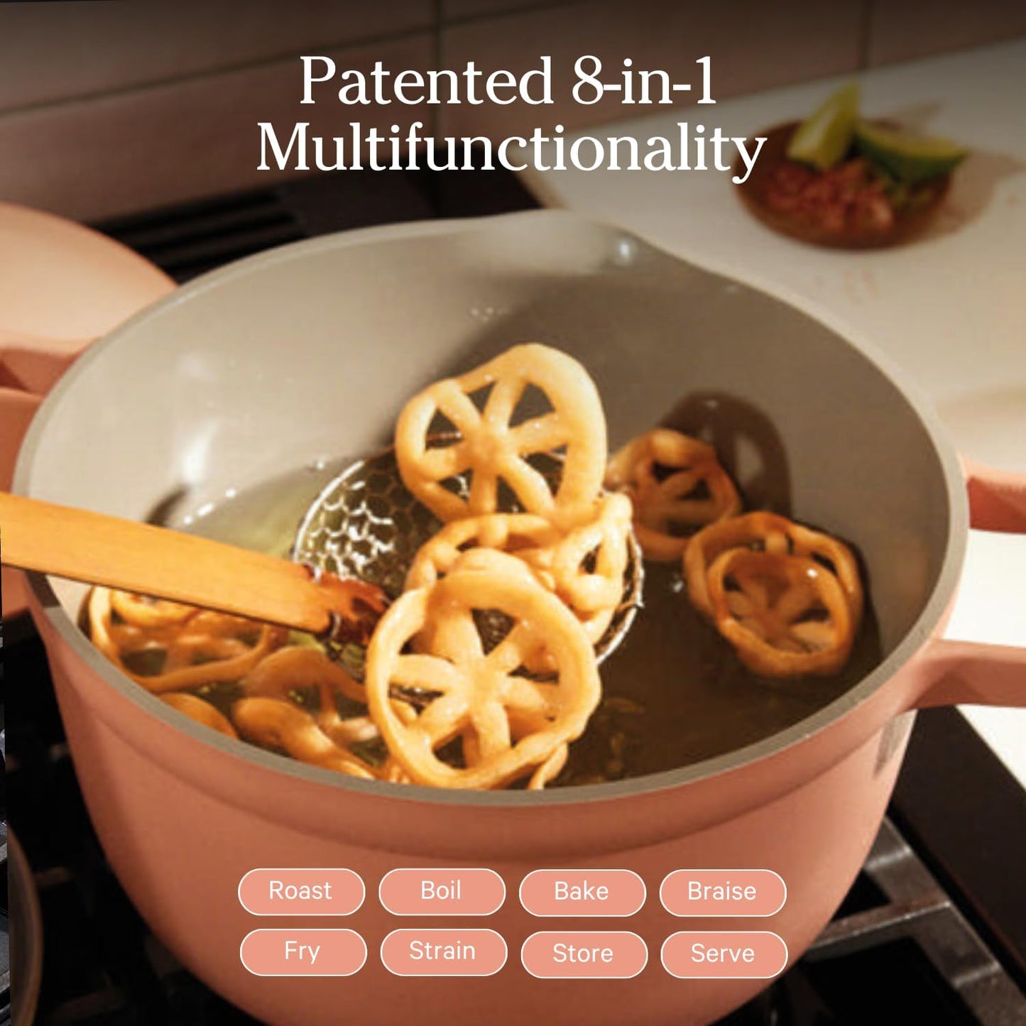 Perfect Pot - 5.5 Qt. Nonstick Ceramic Sauce Pan with Lid | Versatile Cookware for Stovetop and Oven | Steam, Bake, Braise, Roast | PTFE and Pfoa-Free | Toxin-Free, Easy to Clean | Spice