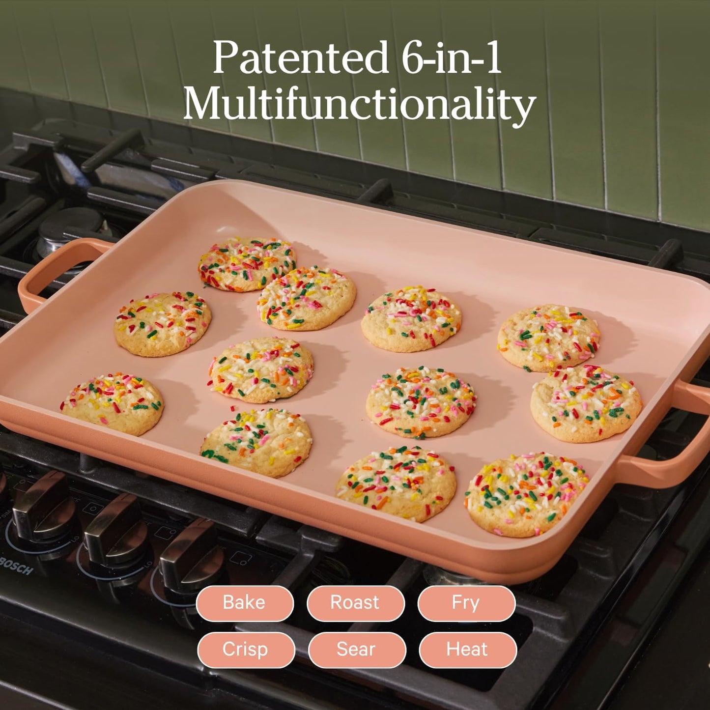 Griddle Pan - Versatile Nonstick Ceramic Sheet Pan & Stovetop Griddle | Toxin-Free, Dual-Use, with Ergonomic Handles | 5 Qt Capacity, Oven Safe up to 450°F | Spice