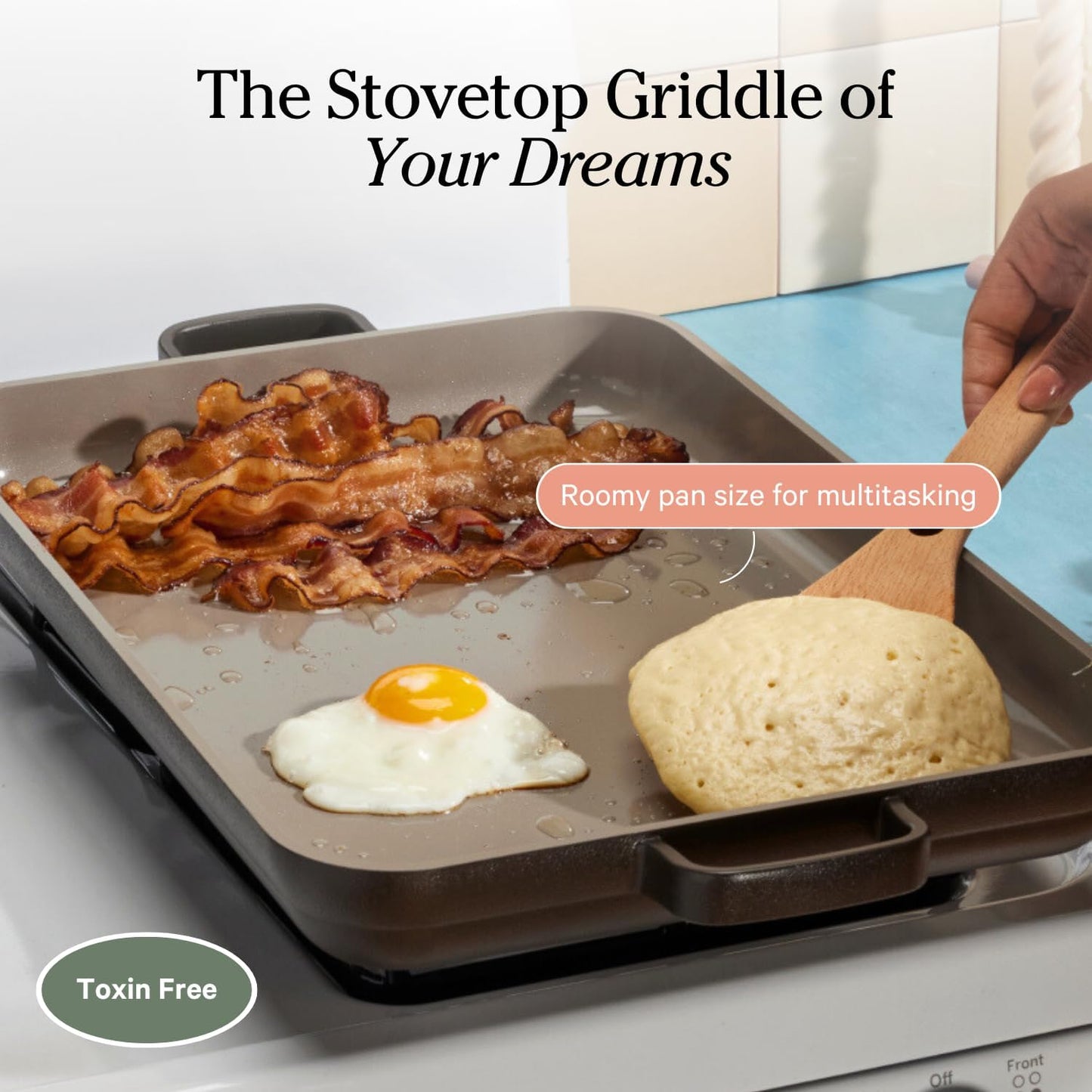 Griddle Pan - Versatile Nonstick Ceramic Sheet Pan & Stovetop Griddle | Toxin-Free, Dual-Use, with Ergonomic Handles | 5 Qt Capacity, Oven Safe up to 450°F | Spice