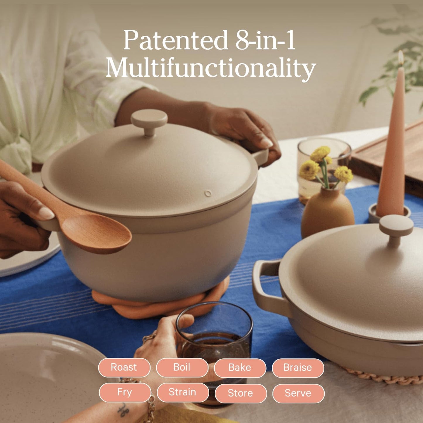 Perfect Pot - 5.5 Qt. Nonstick Ceramic Sauce Pan with Lid | Versatile Cookware for Stovetop and Oven | Steam, Bake, Braise, Roast | PTFE and Pfoa-Free | Toxin-Free, Easy to Clean | Steam