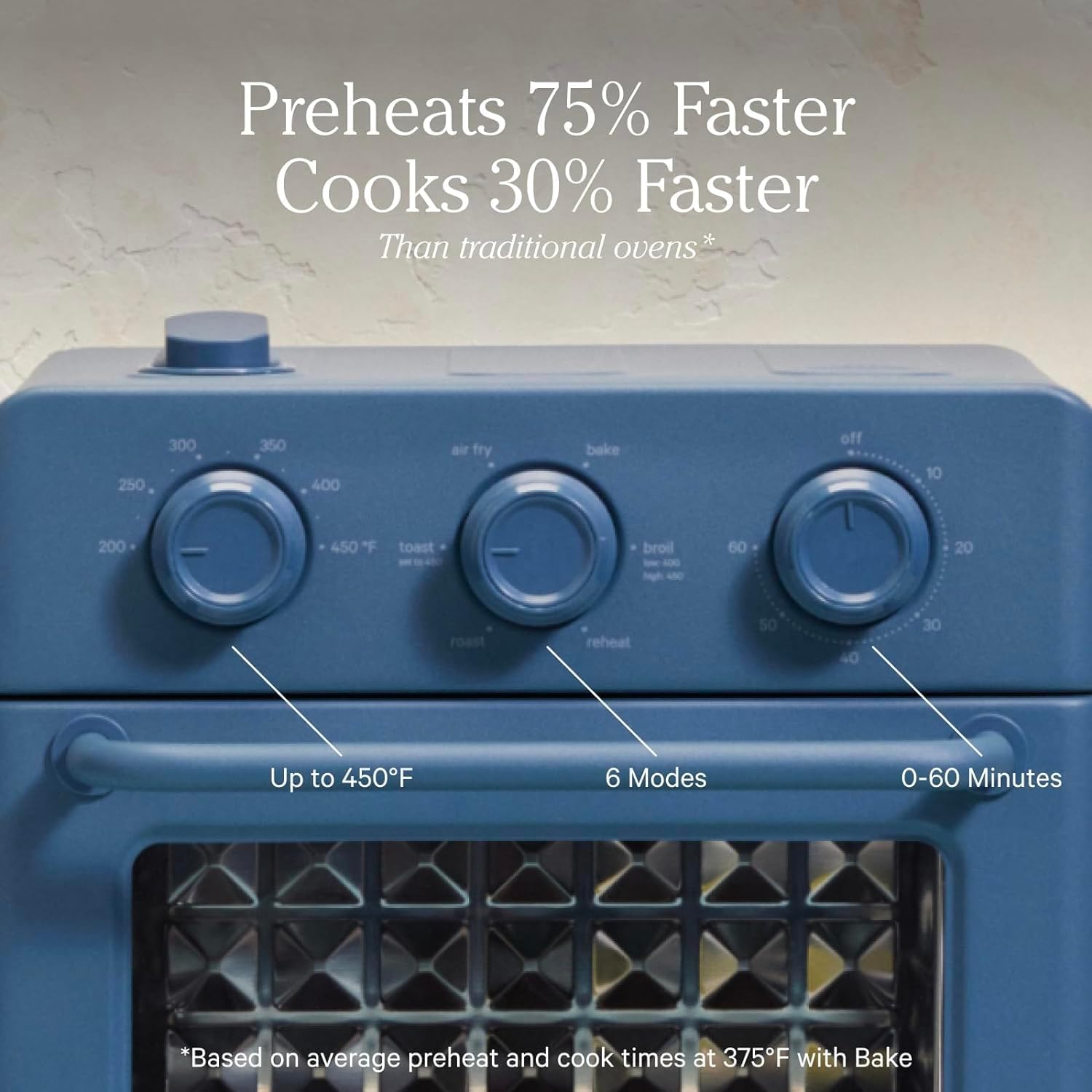 Wonder Oven | 6-In-1 Air Fryer & Toaster Oven with Steam Infusion | Compact, Countertop Friendly, Fast Preheat, Multifunctional | Air Fry, Toast, Roast, Bake, Reheat & Broil | Blue Salt