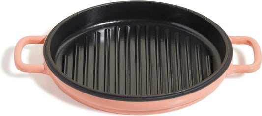 Cast Iron Hot Grill | Toxin-Free, 10.5" Round, Enameled Cast Iron Grill Pan | Indoor Serious Searing & Grill Marks | Oven Safe up to 500°F | Easy to Clean & Maintain | Spice