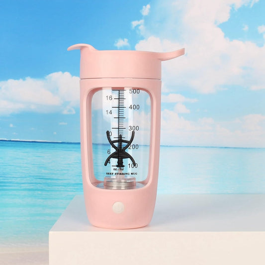 USB Electric Protein Shake ,Electric Shaker Cup Fully Automatic Mixing Cup Rechargeable Sports Portable Protein Powder Shaker Cup (Pink)